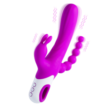 Violet Sonata - Vibromasseur Triple Lapin avec Perles Anales