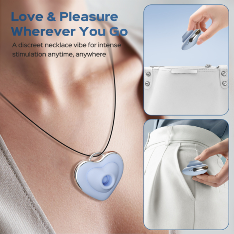 Amore - Wearable Heart Necklace Vibe Sucking & Tapping Mini Clitoral Stimulator