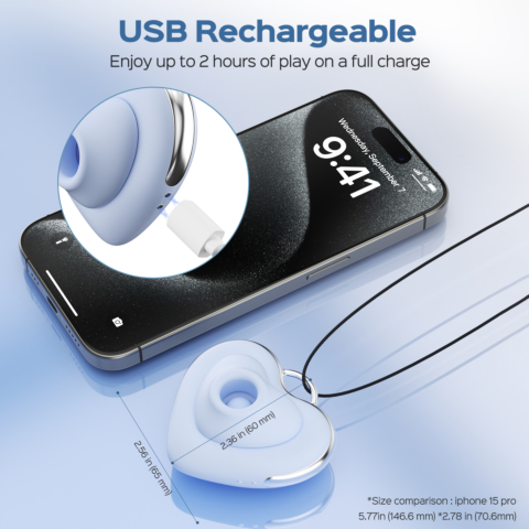 Amore - Wearable Heart Necklace Vibe Sucking & Tapping Mini Clitoral Stimulator