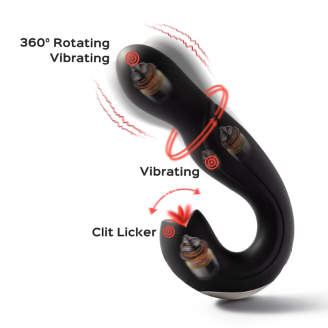 Joi pro - Rotating Head G-spot Vibrator & Clit Licker Blackred