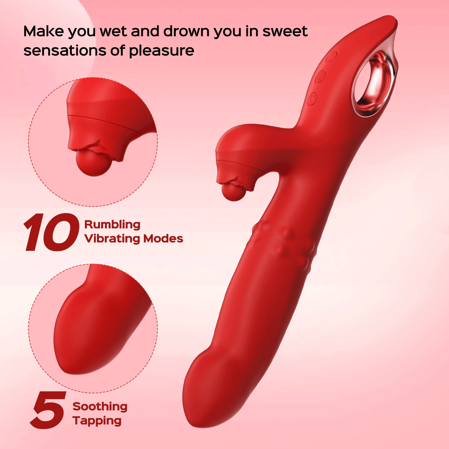 Bud - Rabbit Vibrator mit Gleitenden Perlenring und Klopfen